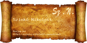 Szinkó Nikolett névjegykártya